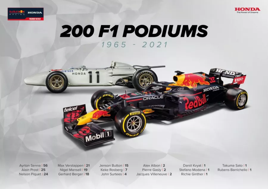 Honda Rayakan Podium F1 ke-200 di Bahrain 2021