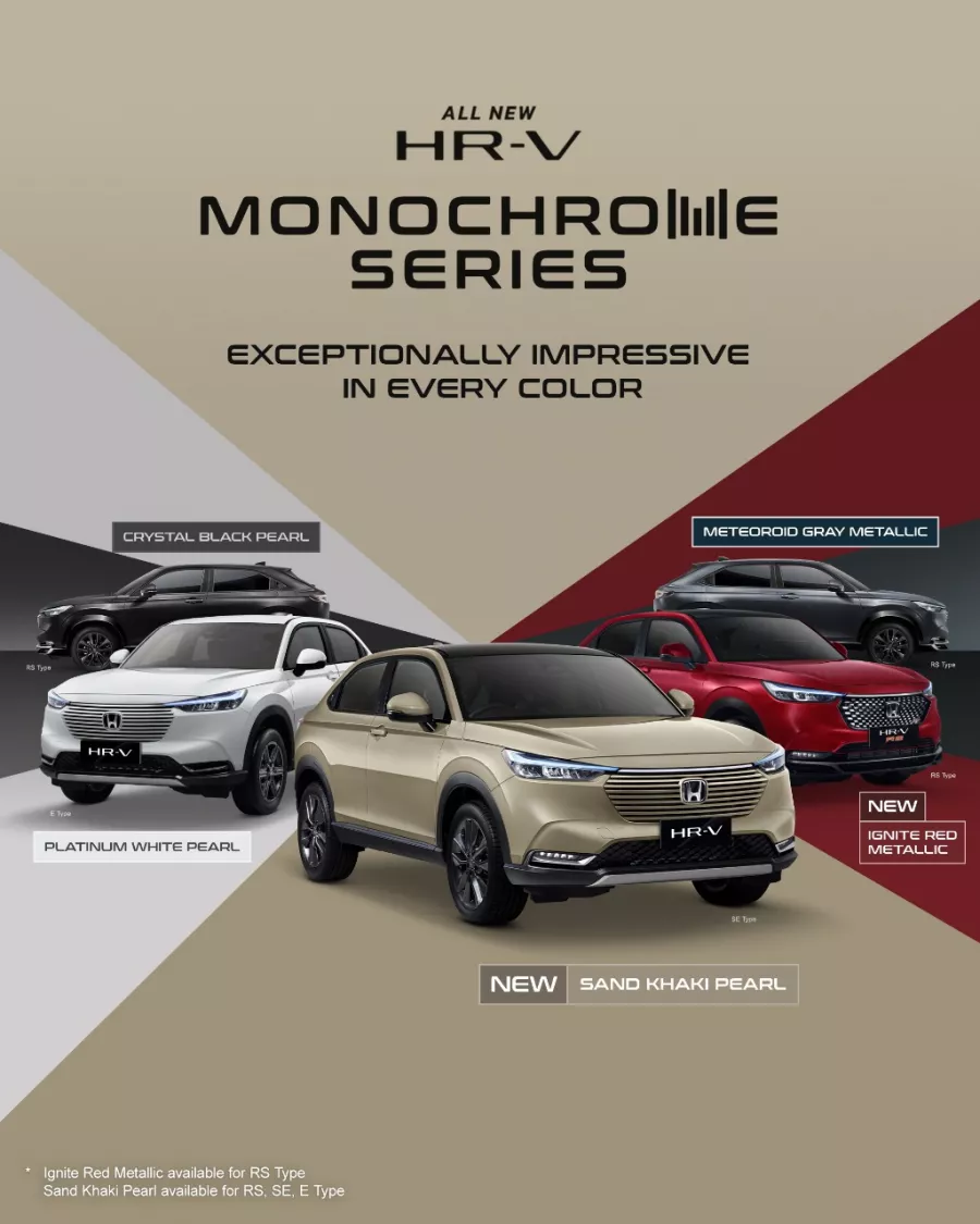 Honda Siapkan Seri Warna Monochrome Sand Khaki Pearl dan Ignite Red Metallic Untuk All New Honda HR-V